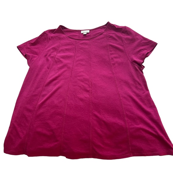 Hot Pink J Jill Short Sleeve Seamed A-Line Tee Size XL - Picture 1 of 6
